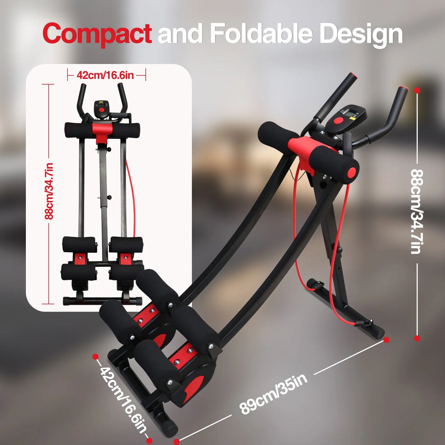 Dual Track Adjustable Ab Cruncher Machine - Monitor , Resistance Bands - BluePeak Ventures