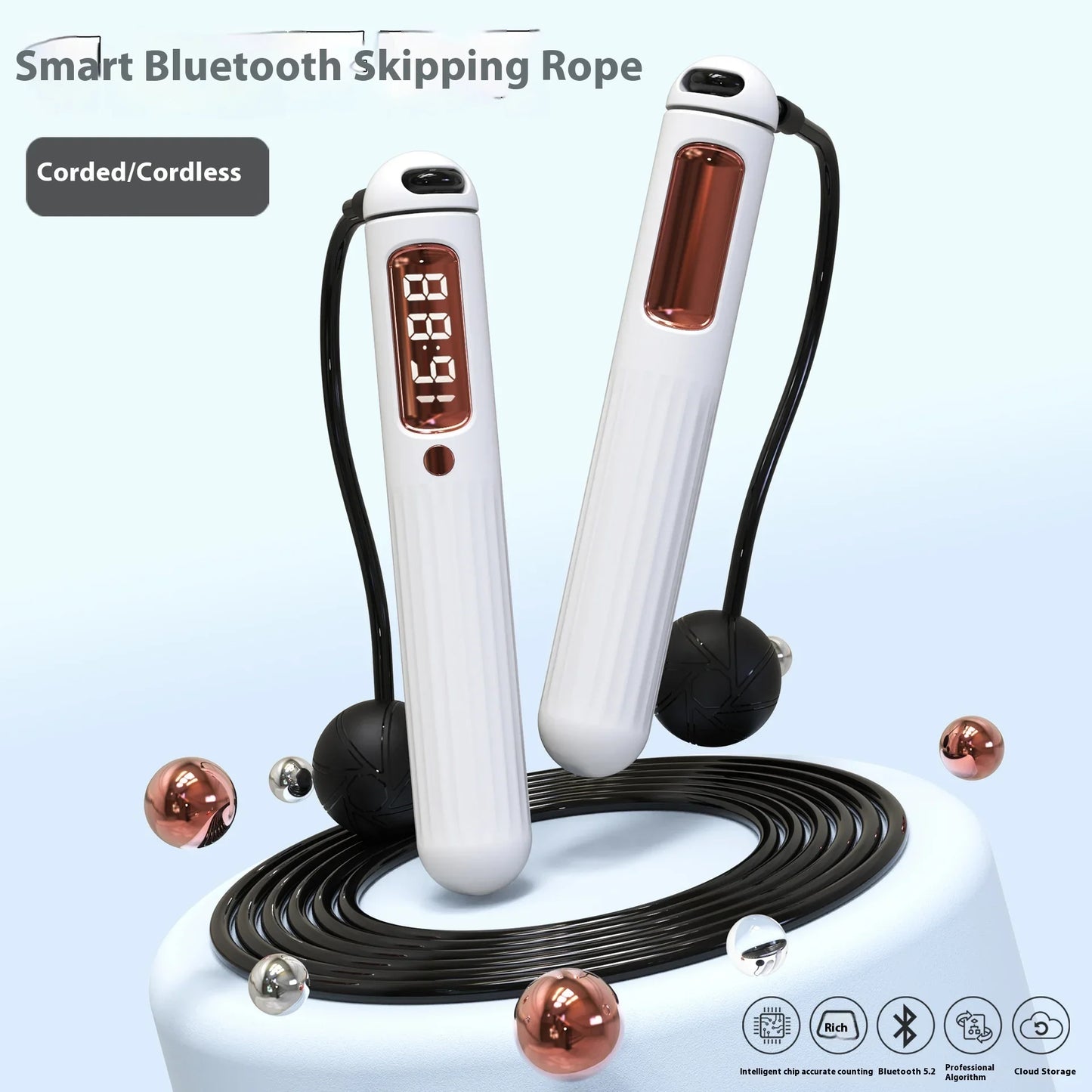 Smart Bluetooth Skipping Rope with Counter – Cordless Fitness Jump Rope with Weighted Balls - BluePeak Ventures