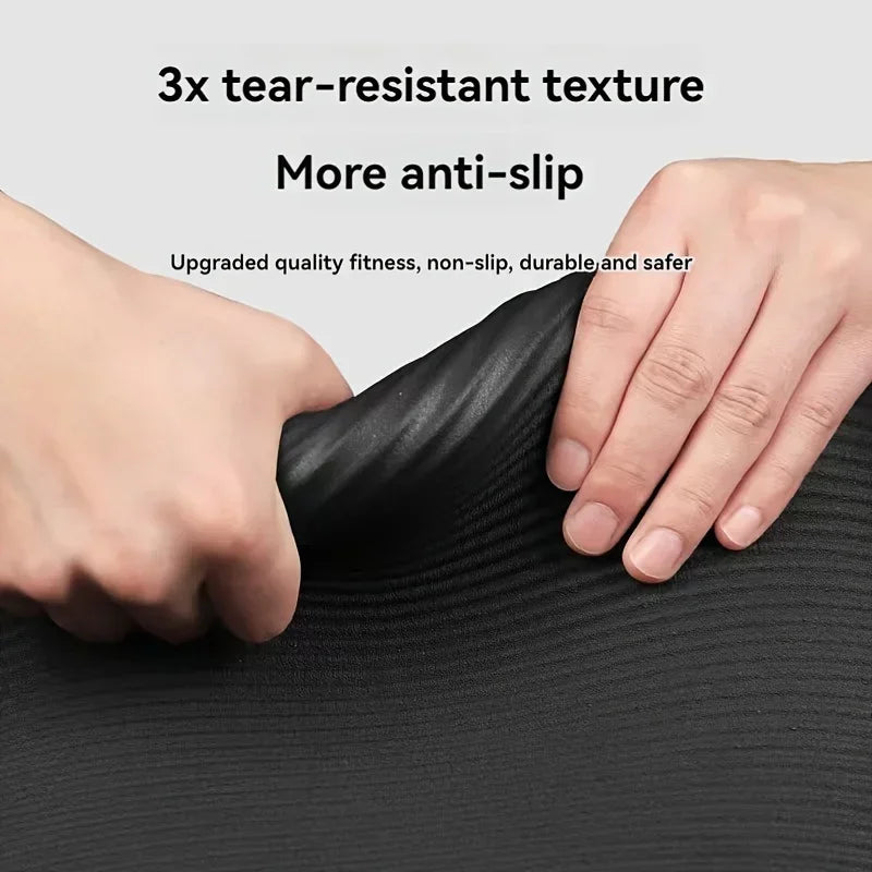 Thick Non-Slip Black Yoga Mat – Durable NBR Rubber for Home Fitness, - BluePeak Ventures