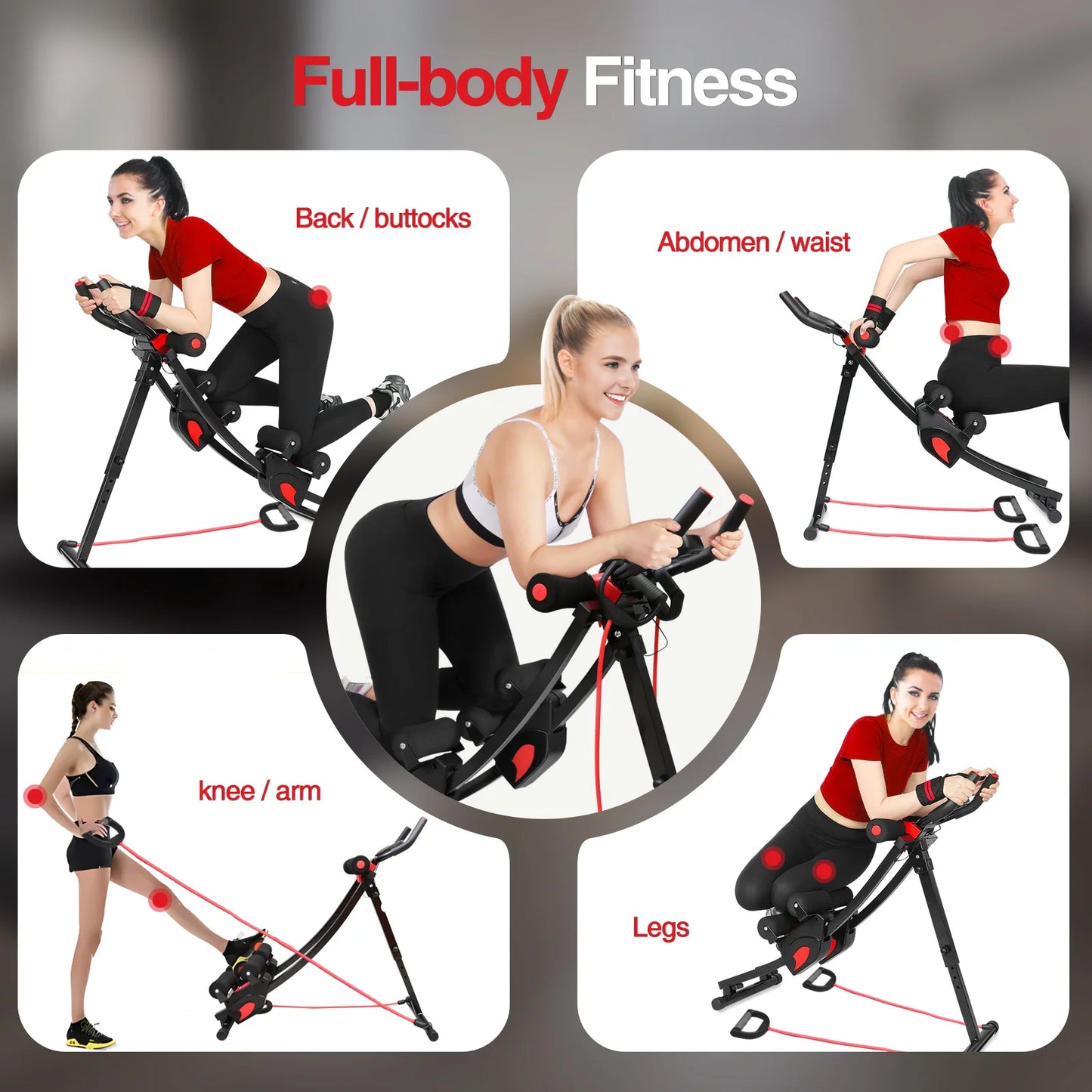Dual Track Adjustable Ab Cruncher Machine - Monitor , Resistance Bands - BluePeak Ventures