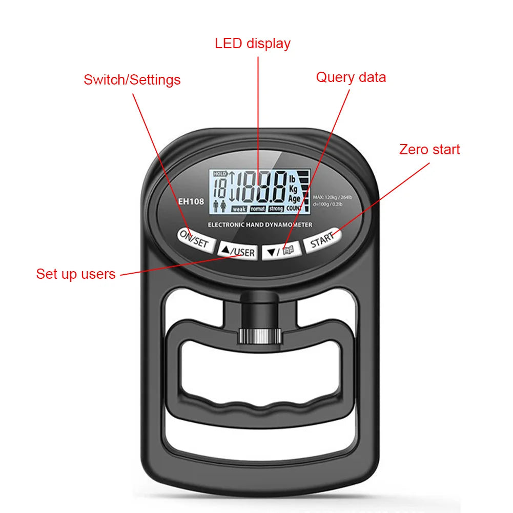 Digital Hand Dynamometer 265Lbs/120Kg – Precision Grip Strength Trainer - BluePeak Ventures
