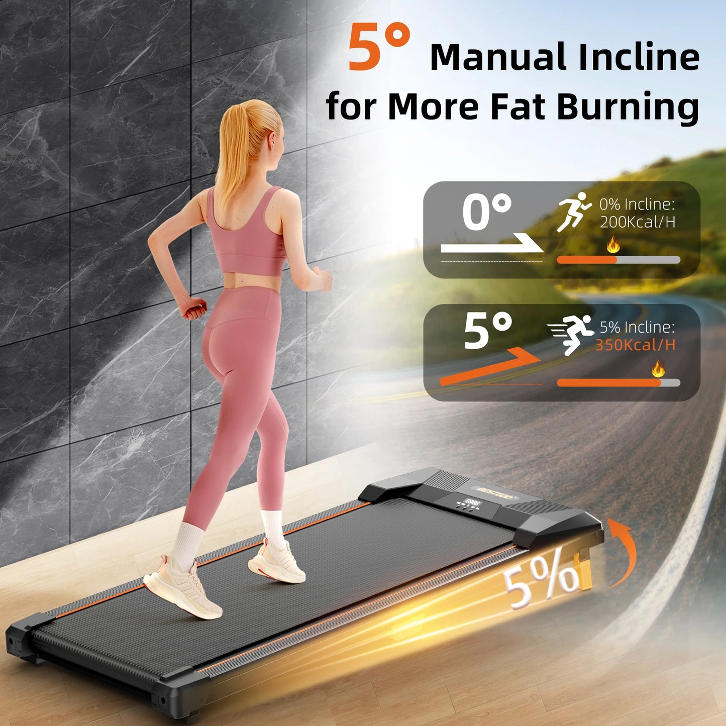 Compact Under Desk Incline Treadmill – 2.5HP Walking Pad - BluePeak Ventures