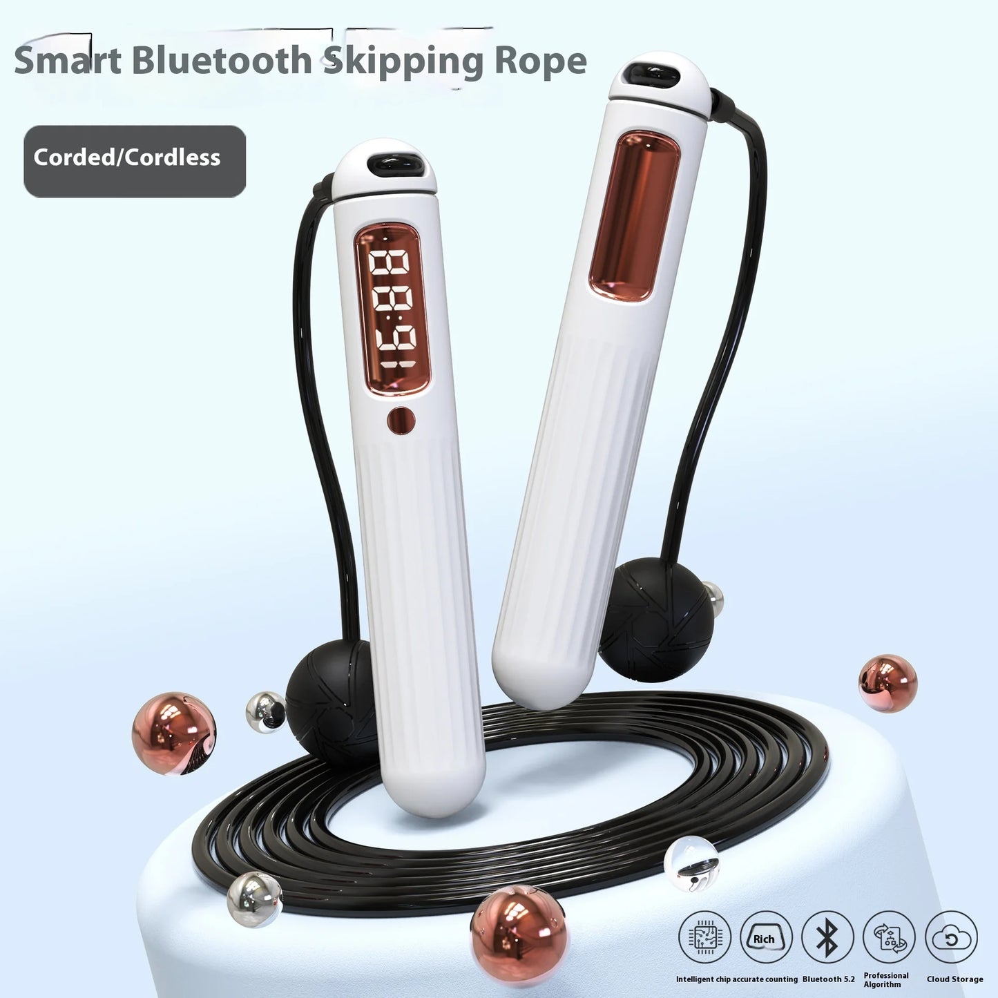Smart Bluetooth Skipping Rope with Counter – Cordless Fitness Jump Rope with Weighted Balls - BluePeak Ventures