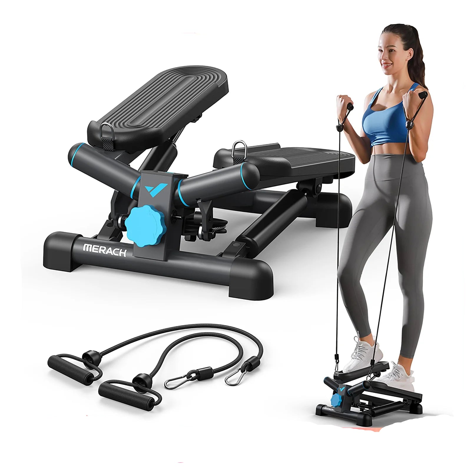Mini Twist Stair Stepper with Resistance Bands  Home & Office Cardio Training - BluePeak Ventures
