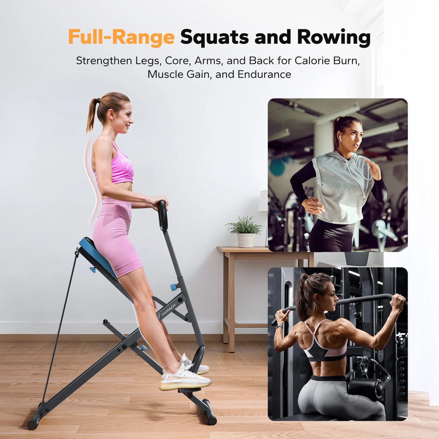 2-in-1 Squat & Rowing Machine – Foldable - BluePeak Ventures
