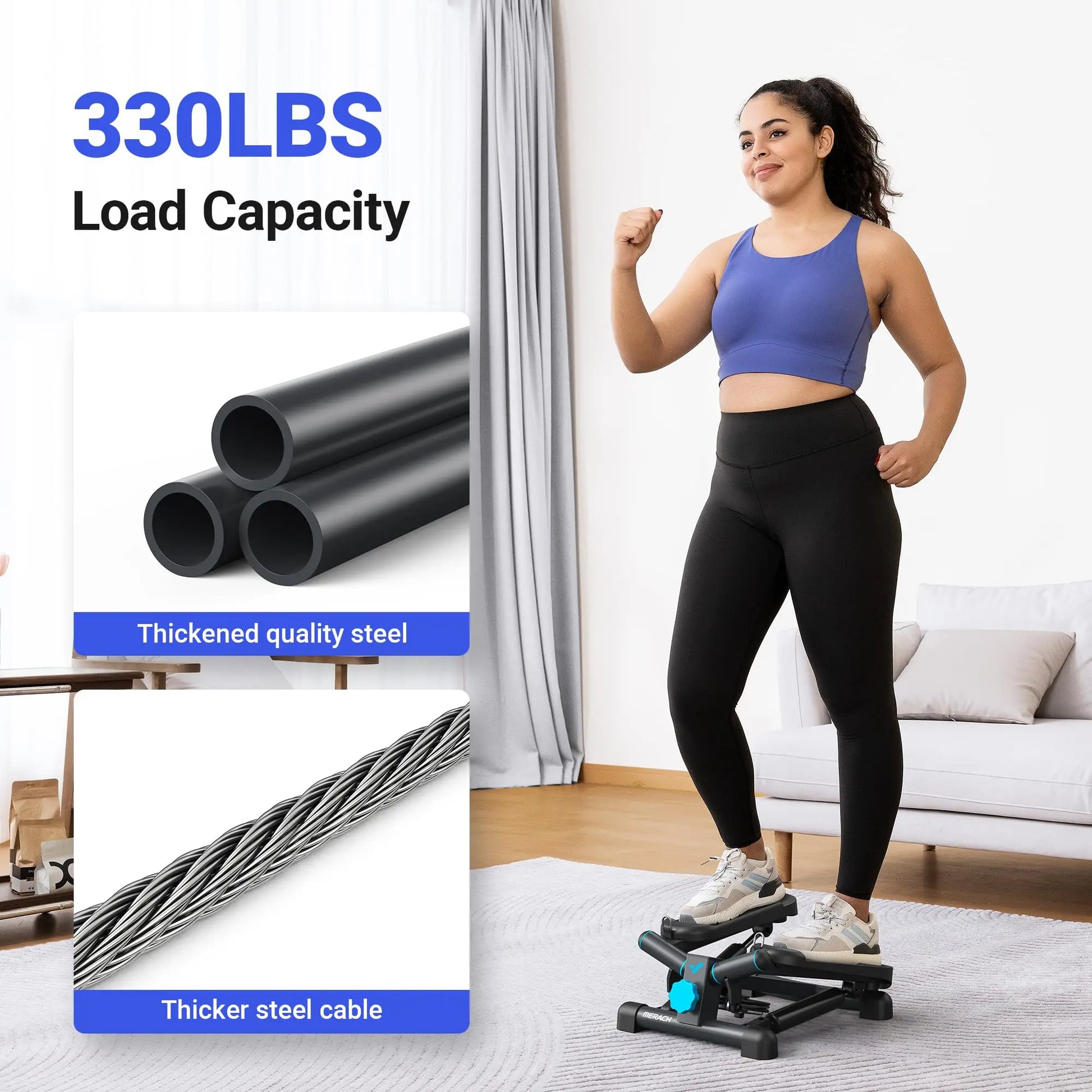 Mini Twist Stair Stepper with Resistance Bands  Home & Office Cardio Training - BluePeak Ventures