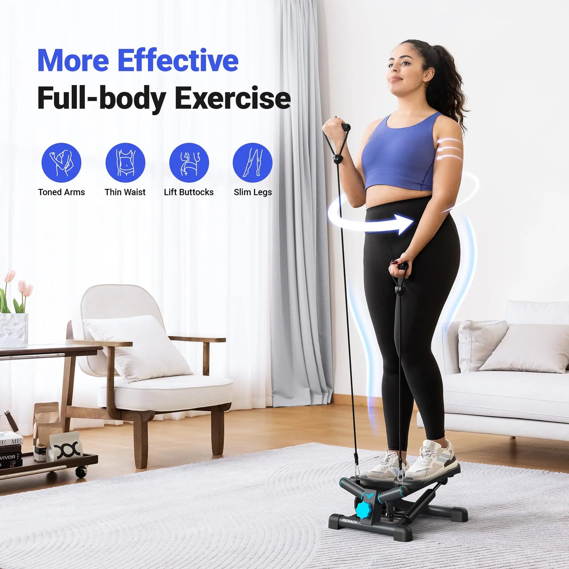 Mini Twist Stair Stepper with Resistance Bands  Home & Office Cardio Training - BluePeak Ventures