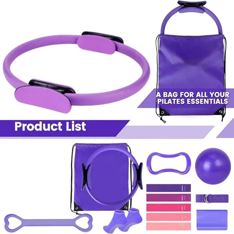 13-Piece Yoga Circle Gym Set – Full-Body Flexibility & Core Training Kit - BluePeak Ventures