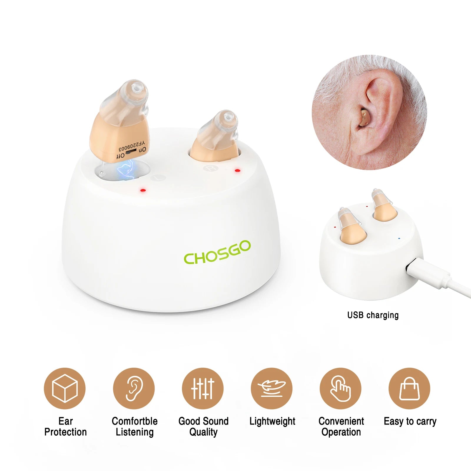 Hearing Aids Rechargeable with Noise Cancelling - BluePeak Ventures