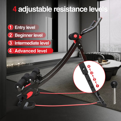 Dual Track Adjustable Ab Cruncher Machine - Monitor , Resistance Bands - BluePeak Ventures