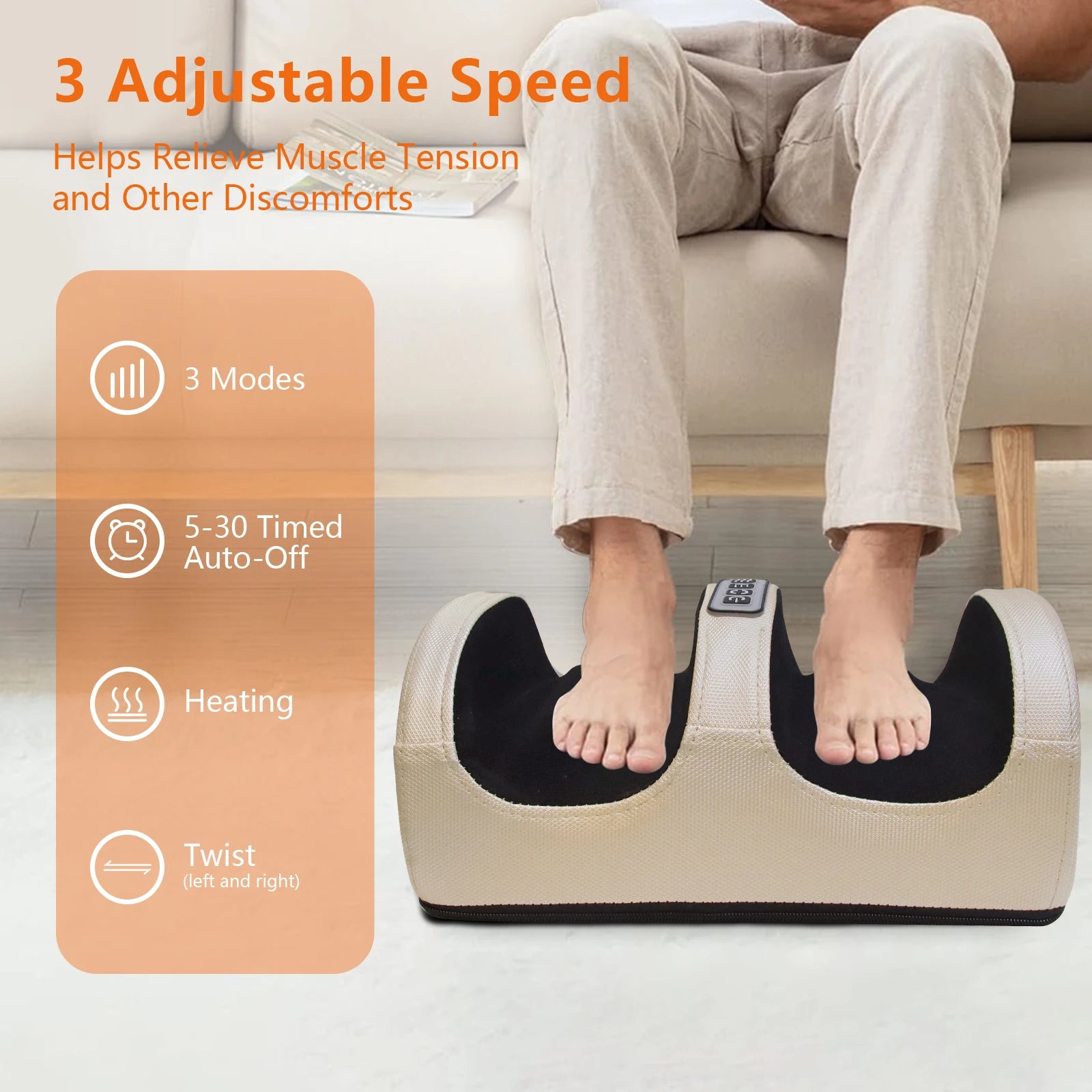Electric Foot Massager Deep Tissue Relax Heated Roller - BluePeak Ventures