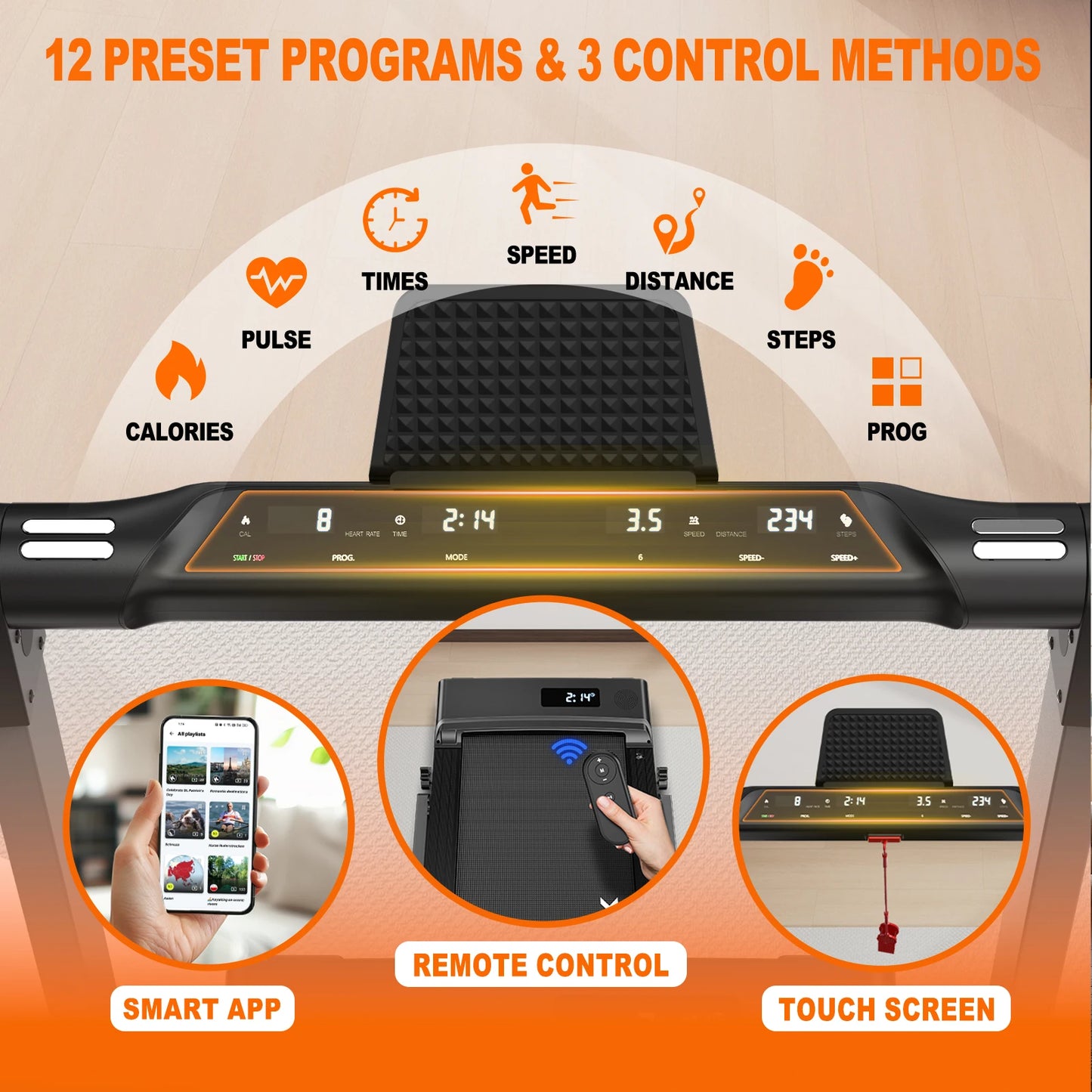 2-in-1 Foldable Electric Treadmill with Dual LED Display, App control - BluePeak Ventures