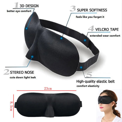 3D Sleeping Eye Mask Blindfold – Soft Padded Sleep Shade for Travel & Relaxation - BluePeak Ventures