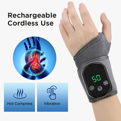 Electric Heating Wrist Massager – Hot Compress & Vibration Therapy Wristband - BluePeak Ventures
