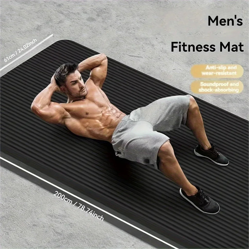 Thick Non-Slip Black Yoga Mat – Durable NBR Rubber for Home Fitness, - BluePeak Ventures