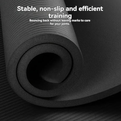 Thick Non-Slip Black Yoga Mat – Durable NBR Rubber for Home Fitness, - BluePeak Ventures