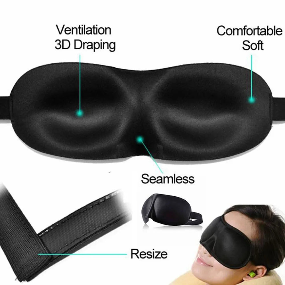 3D Sleeping Eye Mask Blindfold – Soft Padded Sleep Shade for Travel & Relaxation - BluePeak Ventures