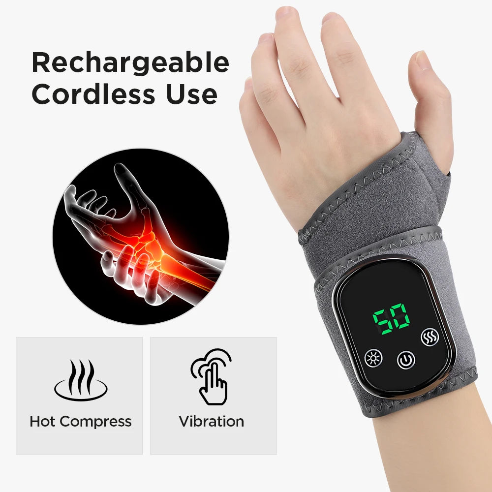 Electric Heating Wrist Massager – Hot Compress & Vibration Therapy Wristband - BluePeak Ventures