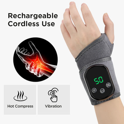 Electric Heating Wrist Massager – Hot Compress & Vibration Therapy Wristband - BluePeak Ventures