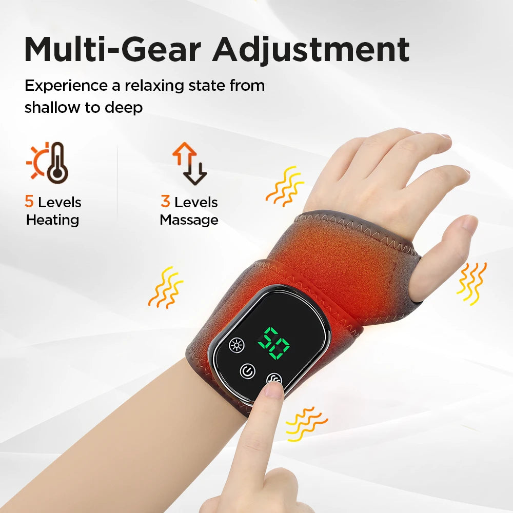 Electric Heating Wrist Massager – Hot Compress & Vibration Therapy Wristband - BluePeak Ventures