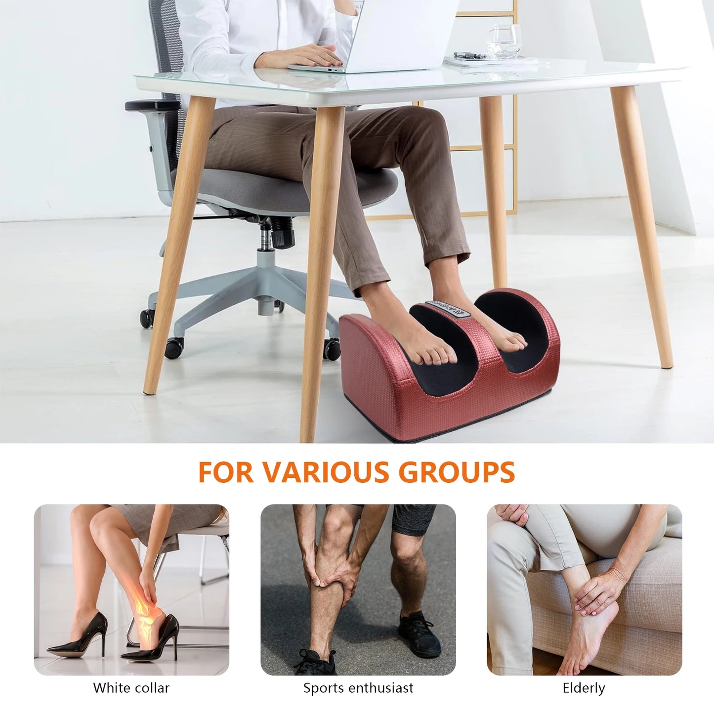 Electric Foot Massager Deep Tissue Relax Heated Roller - BluePeak Ventures