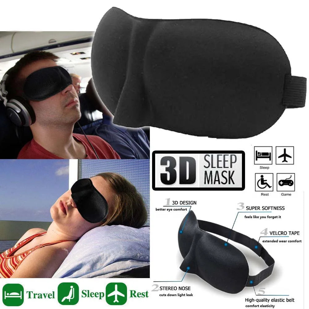 3D Sleeping Eye Mask Blindfold – Soft Padded Sleep Shade for Travel & Relaxation - BluePeak Ventures