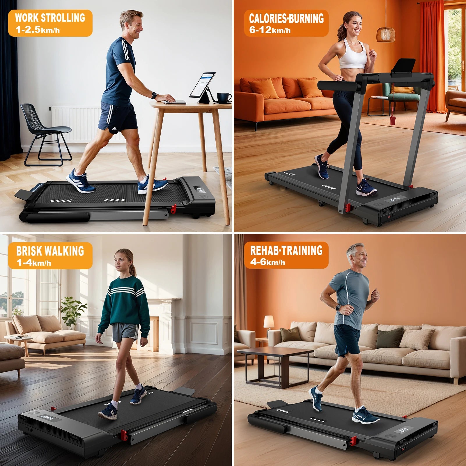 2-in-1 Foldable Electric Treadmill with Dual LED Display, App control - BluePeak Ventures