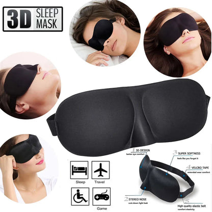3D Sleeping Eye Mask Blindfold – Soft Padded Sleep Shade for Travel & Relaxation - BluePeak Ventures