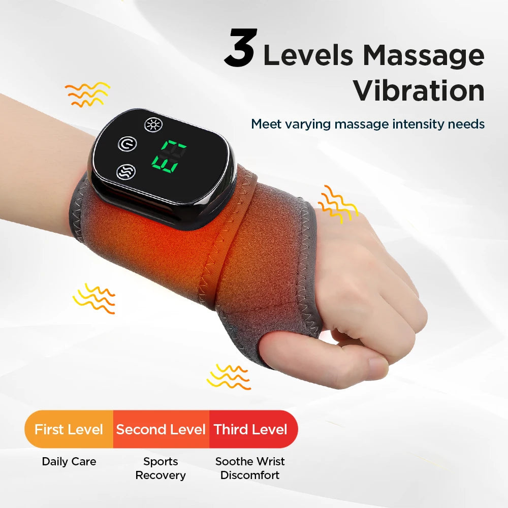 Electric Heating Wrist Massager – Hot Compress & Vibration Therapy Wristband - BluePeak Ventures