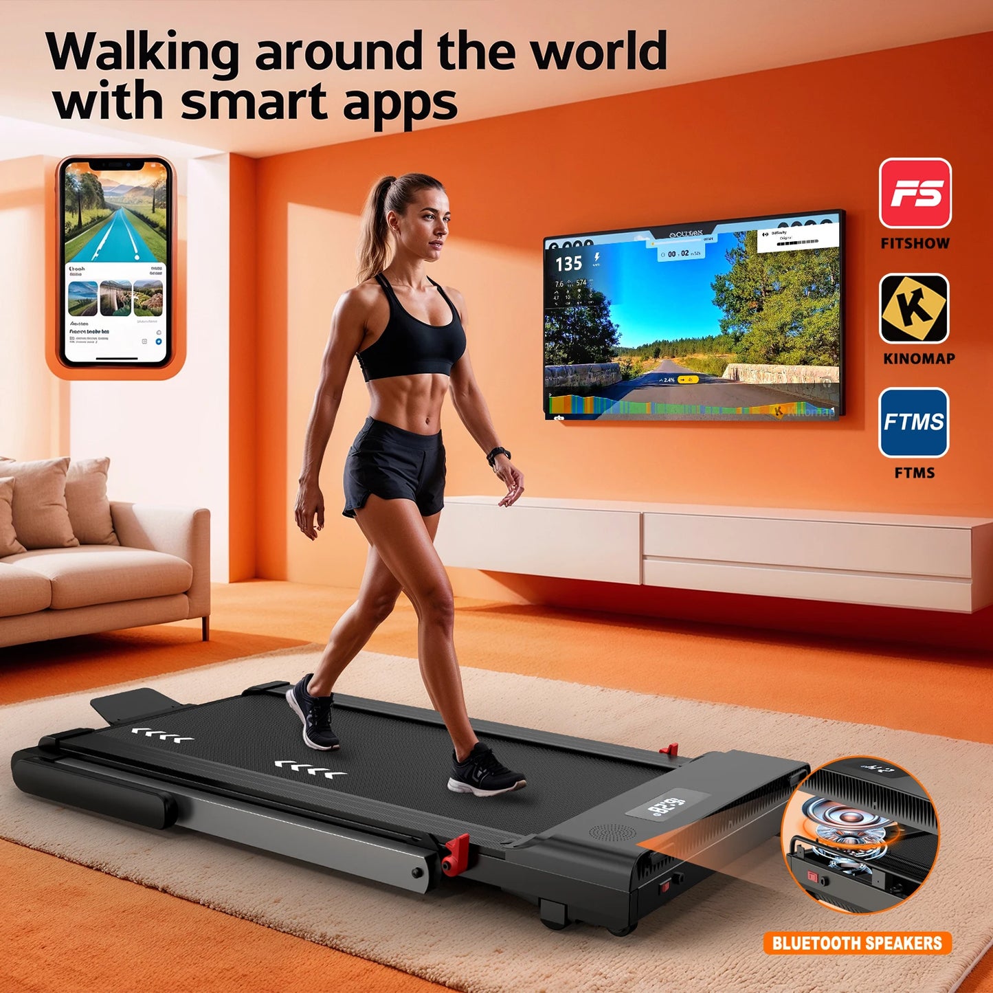 2-in-1 Foldable Electric Treadmill with Dual LED Display, App control - BluePeak Ventures