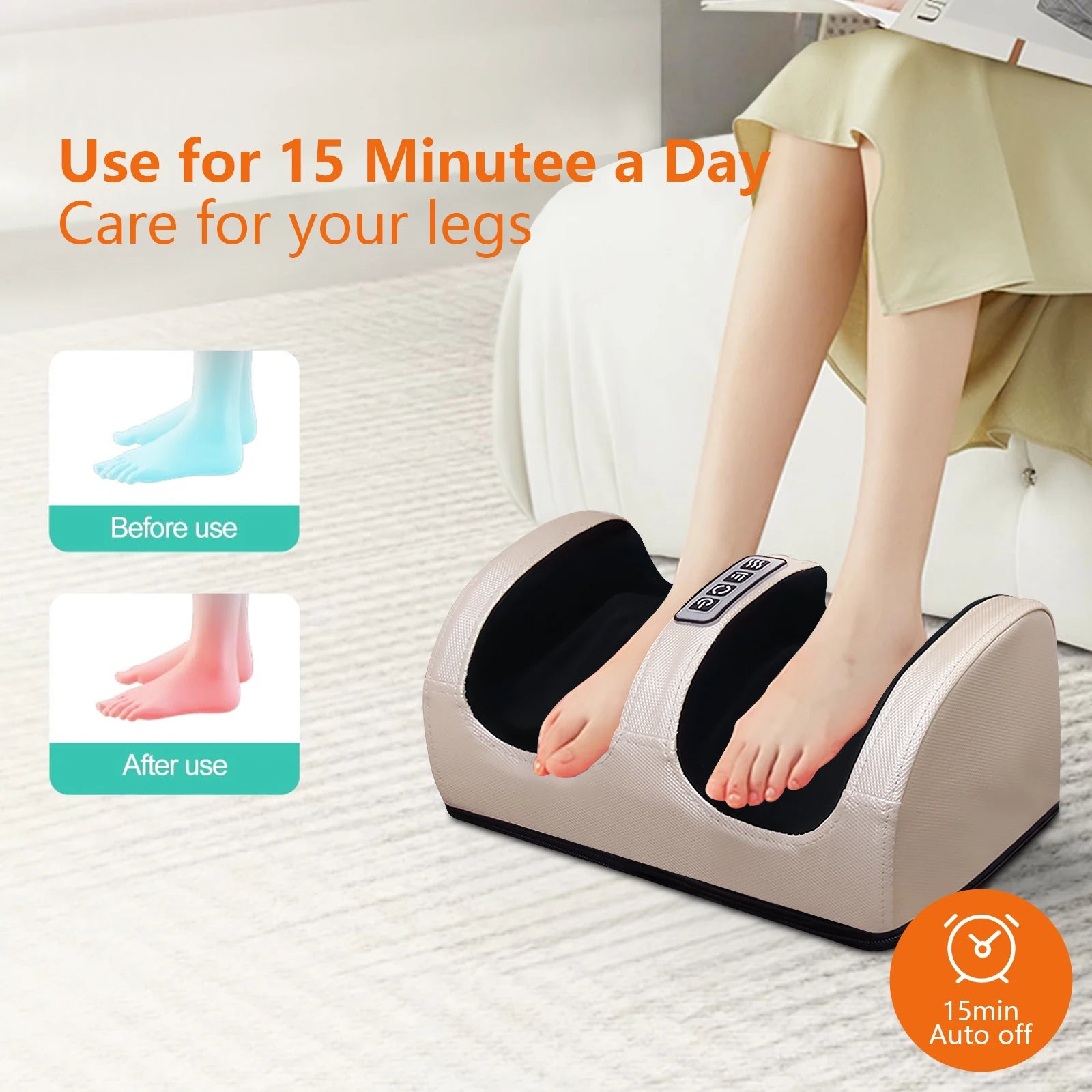 Electric Foot Massager Deep Tissue Relax Heated Roller - BluePeak Ventures