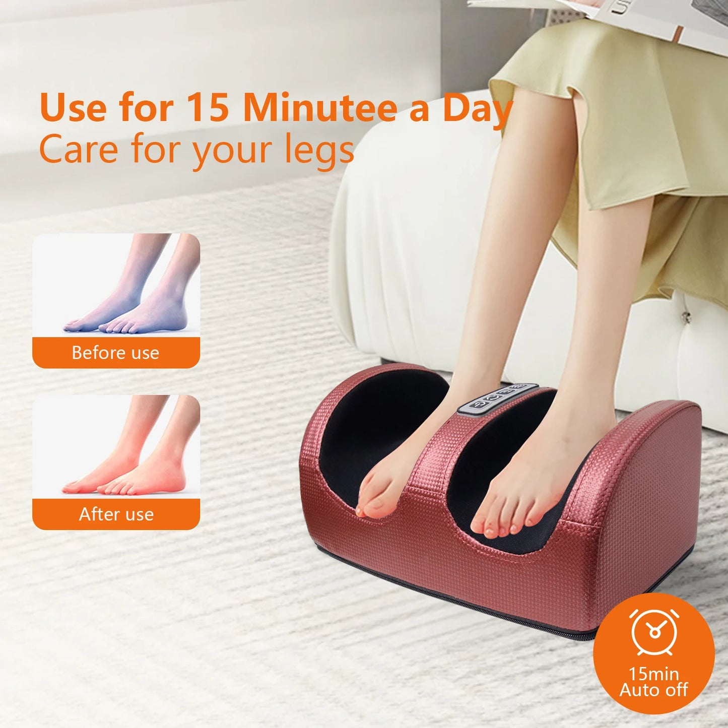 Electric Foot Massager Deep Tissue Relax Heated Roller - BluePeak Ventures