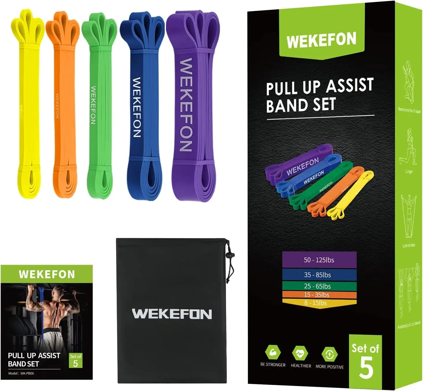 Set of 5 Pull Up Assistance Bands – Heavy Duty Resistance Workout Bands - BluePeak Ventures